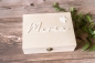 Preview: Holzbox Klappdeckel mit Scharniere und Verschluss, 3D Schriftzug Name und Stern, Sternenkind